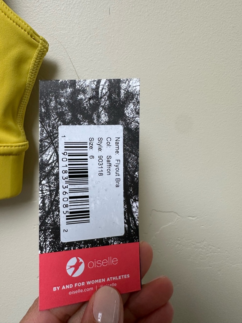 Oiselle Yellow Cropped Sports Bra Top holds phone! - Picture 2 of 3